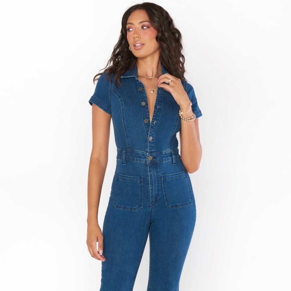 Show Me Your Mumu Everhart Jumpsuit in Blue Denim Size Small